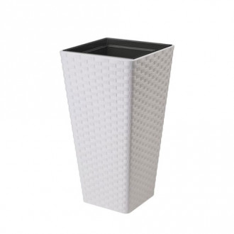 Doniczka Rattana Slim kwadrat, biała, 30 cm interface.image 13